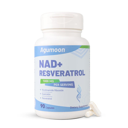 Agumoon NAD+ Supplement 1000mg, Liposomal NAD Nicotinamide Riboside Supplement with Resveratrol & Quercetin for Women and Men - 90 Capsules - Maple Wellness Supplements