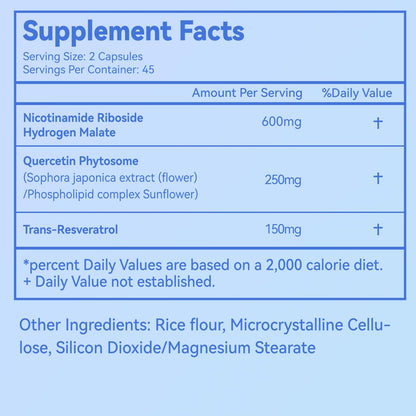 Agumoon NAD+ Supplement 1000mg, Liposomal NAD Nicotinamide Riboside Supplement with Resveratrol & Quercetin for Women and Men - 90 Capsules - Maple Wellness Supplements