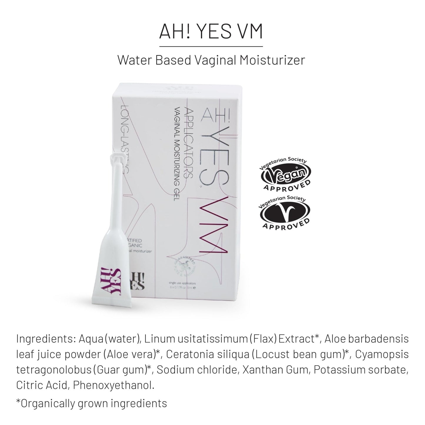 AH! YES® Long Lasting Vaginal Moisturizer for Vaginal Dryness, Water Based & Estrogen-Free, 6 Pre-Filled Applicators - Maple Wellness Supplements