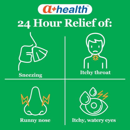 A+Health Cetirizine HCl 10mg Tablets, 24 Hour Allergy, Antihistamine, Indoor & Outdoor Allergies, Relief from Sneezing, Itchy Throat, Watery Eyes, 400 Count - Maple Wellness Supplements