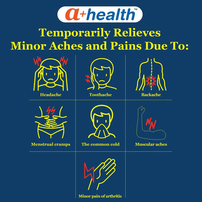 A+Health Dual Action Acetaminophen 250 mg and Ibuprofen (NSAID) 125mg Pain Reliever Caplets, 216 Count, 2 Medicines in 1 Caplet, Up to 8 Hours of Pain Relief - Maple Wellness Supplements