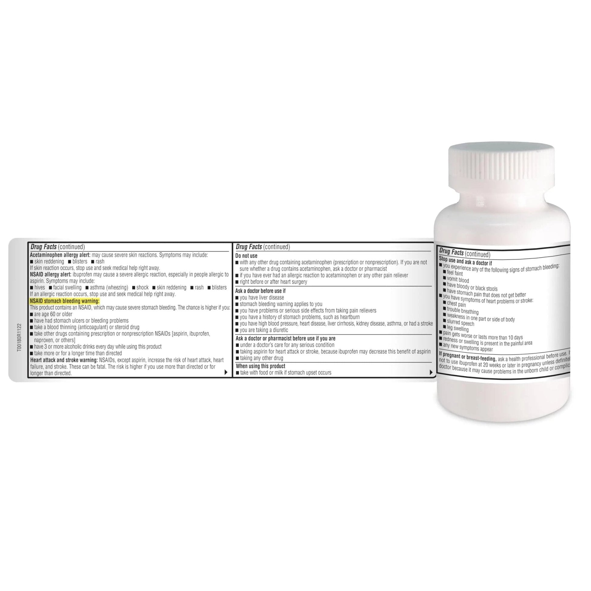 A+Health Dual Action Acetaminophen 250 mg and Ibuprofen (NSAID) 125mg Pain Reliever Caplets, 216 Count, 2 Medicines in 1 Caplet, Up to 8 Hours of Pain Relief - Maple Wellness Supplements