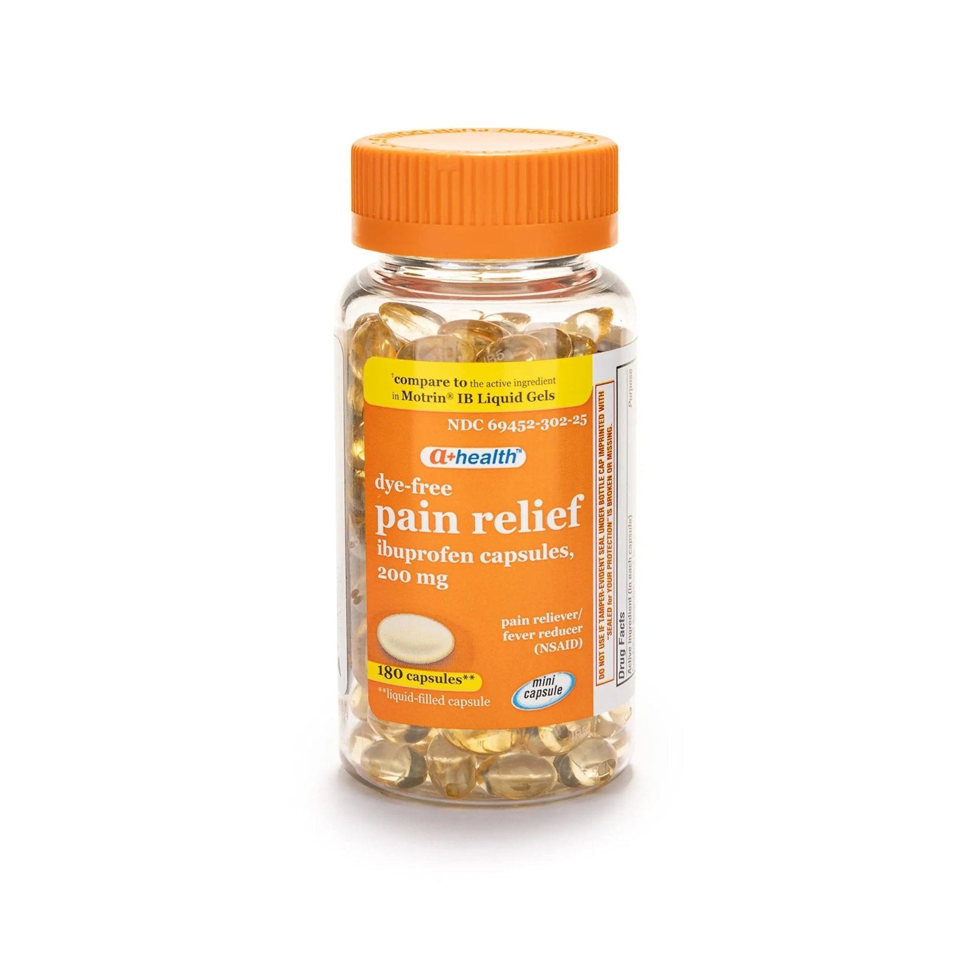 A+Health Dye-Free Ibuprofen 200 Mg Mini Softgels, Pain Reliever/Fever Reducer (NSAID), 180 Count - Maple Wellness Supplements