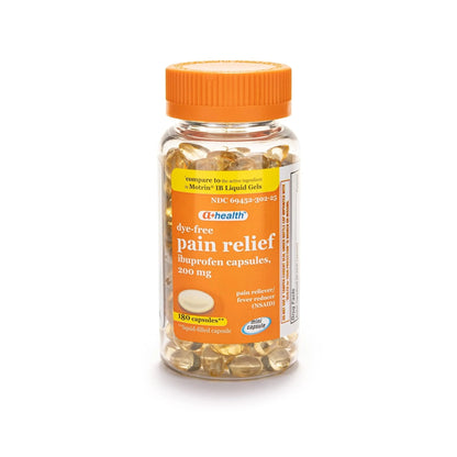 A+Health Dye-Free Ibuprofen 200 Mg Mini Softgels, Pain Reliever/Fever Reducer (NSAID), 180 Count - Maple Wellness Supplements