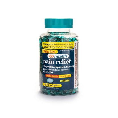 A+Health Mini Ibuprofen 200 Mg Softgels, Pain Reliever/Fever Reducer (NSAID), 500 Count - Maple Wellness Supplements