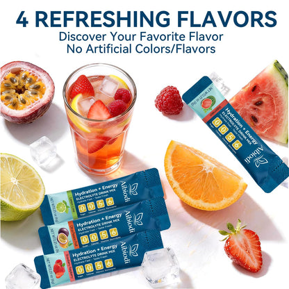 Aibiodi Electrolytes Powder Packets - Sugar Free & Zero Calorie Liquid Daily IV Drink Mix - Instant Hydration & Energy Supplement with 6 Electrolytes and 5 Vitamins - Maple Wellness Supplements
