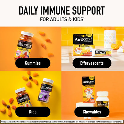 Airborne 1000mg Vitamin C with Vitamin D & Zinc, Sugar Free Multivitamin Immune Support Supplement, Antioxidants Vitamins A C & Vitamin E - Maple Wellness Supplements