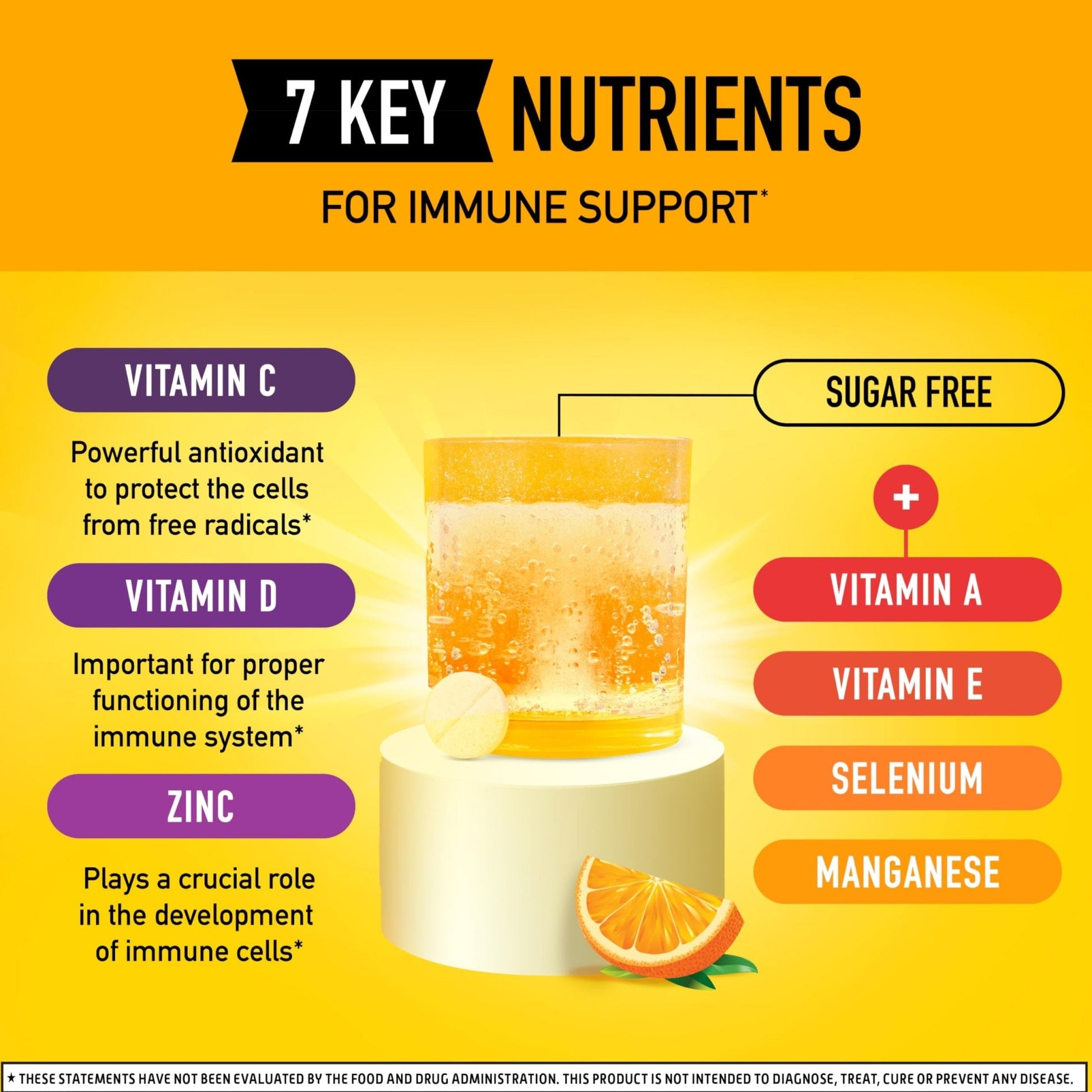 Airborne 1000mg Vitamin C with Vitamin D & Zinc, Sugar Free Multivitamin Immune Support Supplement, Antioxidants Vitamins A C & Vitamin E - Maple Wellness Supplements