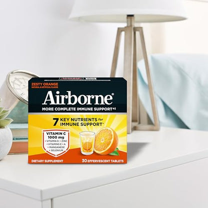 Airborne 1000mg Vitamin C with Vitamin D & Zinc, Sugar Free Multivitamin Immune Support Supplement, Antioxidants Vitamins A C & Vitamin E - Maple Wellness Supplements