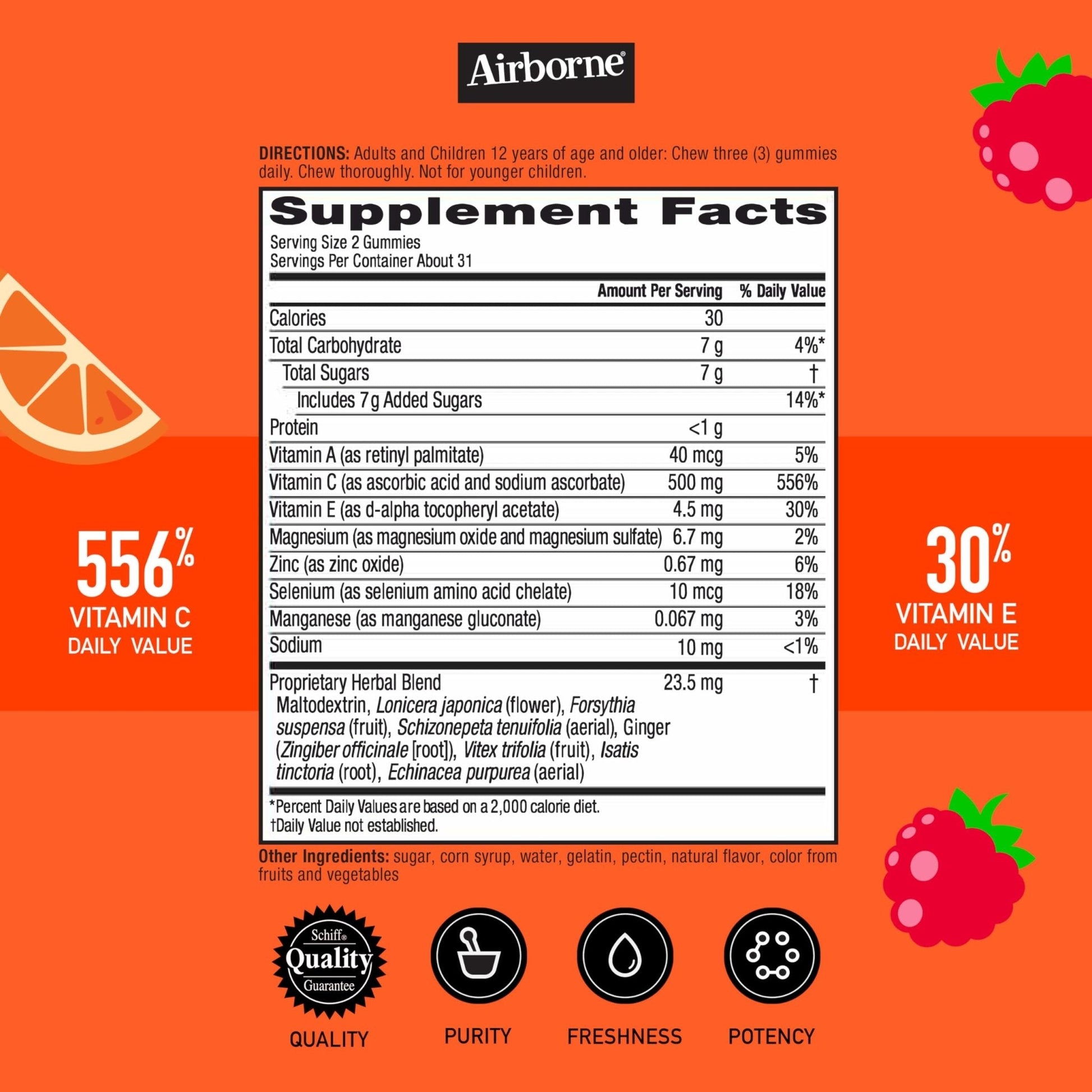 Airborne 500mg Vitamin C + Zinc Immune Support Supplement Gummies for Kids, Assorted Fruit Flavor, Gluten Free Crafted Blend - Maple Wellness Supplements