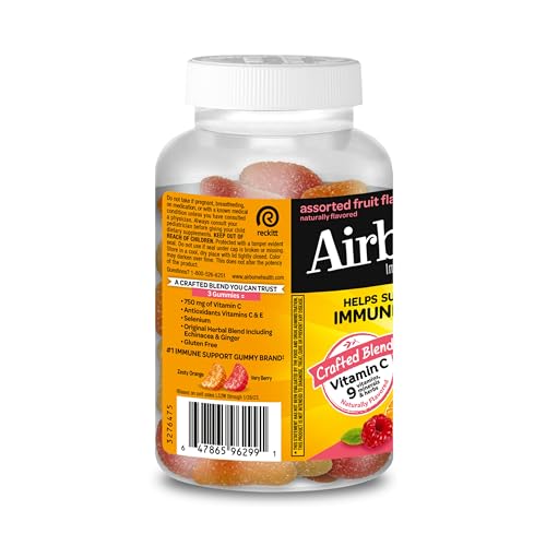 Airborne 750mg Vitamin C Gummies for Adults, Immune Support Gummies with Powerful Antioxidants VIT C & E, Caffeine Free - Maple Wellness Supplements