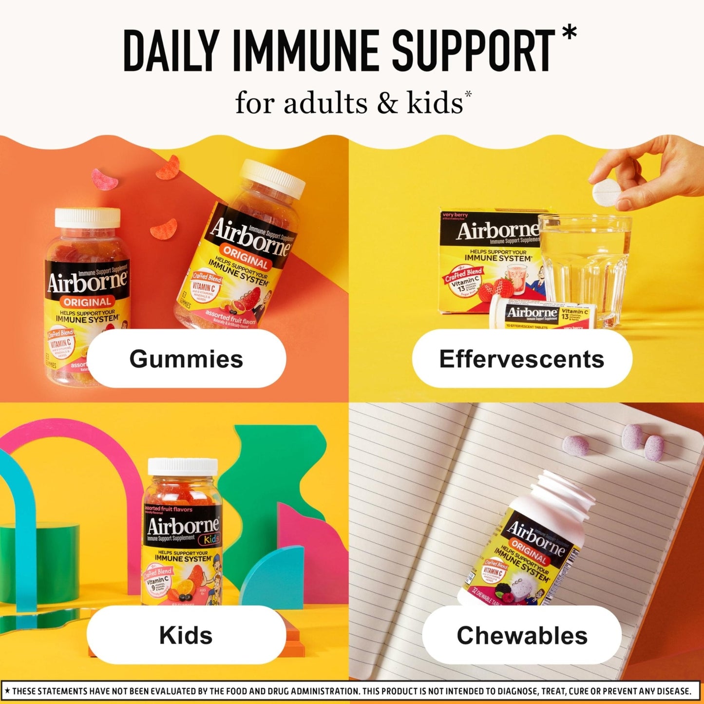 Airborne 750mg Vitamin C Gummies for Adults, Immune Support Gummies with Powerful Antioxidants VIT C & E, Caffeine Free - Maple Wellness Supplements