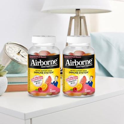 Airborne 750mg Vitamin C Gummies for Adults, Immune Support Gummies with Powerful Antioxidants VIT C & E, Caffeine Free - Maple Wellness Supplements