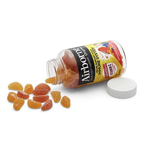 Airborne 750mg Vitamin C Gummies for Adults, Immune Support Gummies with Powerful Antioxidants VIT C & E, Caffeine Free - Maple Wellness Supplements