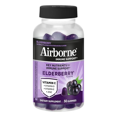 Airborne Elderberry + Zinc & Vitamin C Gummies For Adults, Immune Support Vitamin D & Zinc Gummies With Powerful Antioxidant Vitamins C D & E - Maple Wellness Supplements