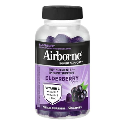 Airborne Elderberry + Zinc & Vitamin C Gummies For Adults, Immune Support Vitamin D & Zinc Gummies With Powerful Antioxidant Vitamins C D & E - Maple Wellness Supplements