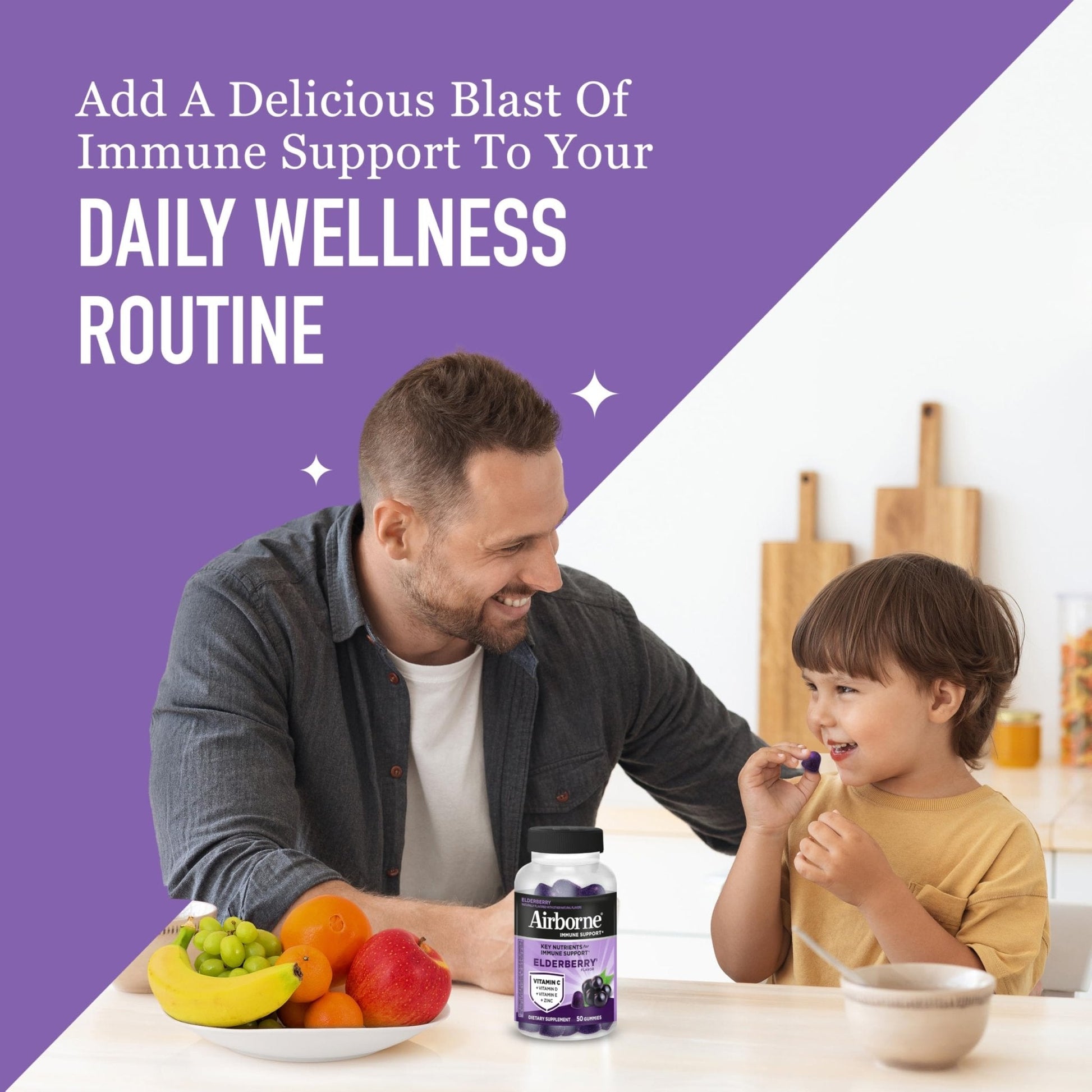 Airborne Elderberry + Zinc & Vitamin C Gummies For Adults, Immune Support Vitamin D & Zinc Gummies With Powerful Antioxidant Vitamins C D & E - Maple Wellness Supplements