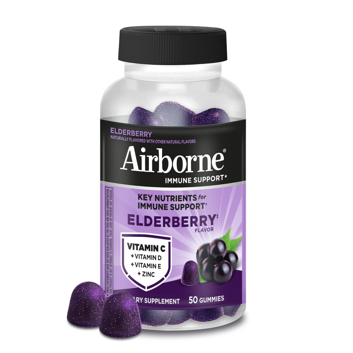 Airborne Elderberry + Zinc & Vitamin C Gummies For Adults, Immune Support Vitamin D & Zinc Gummies With Powerful Antioxidant Vitamins C D & E - Maple Wellness Supplements