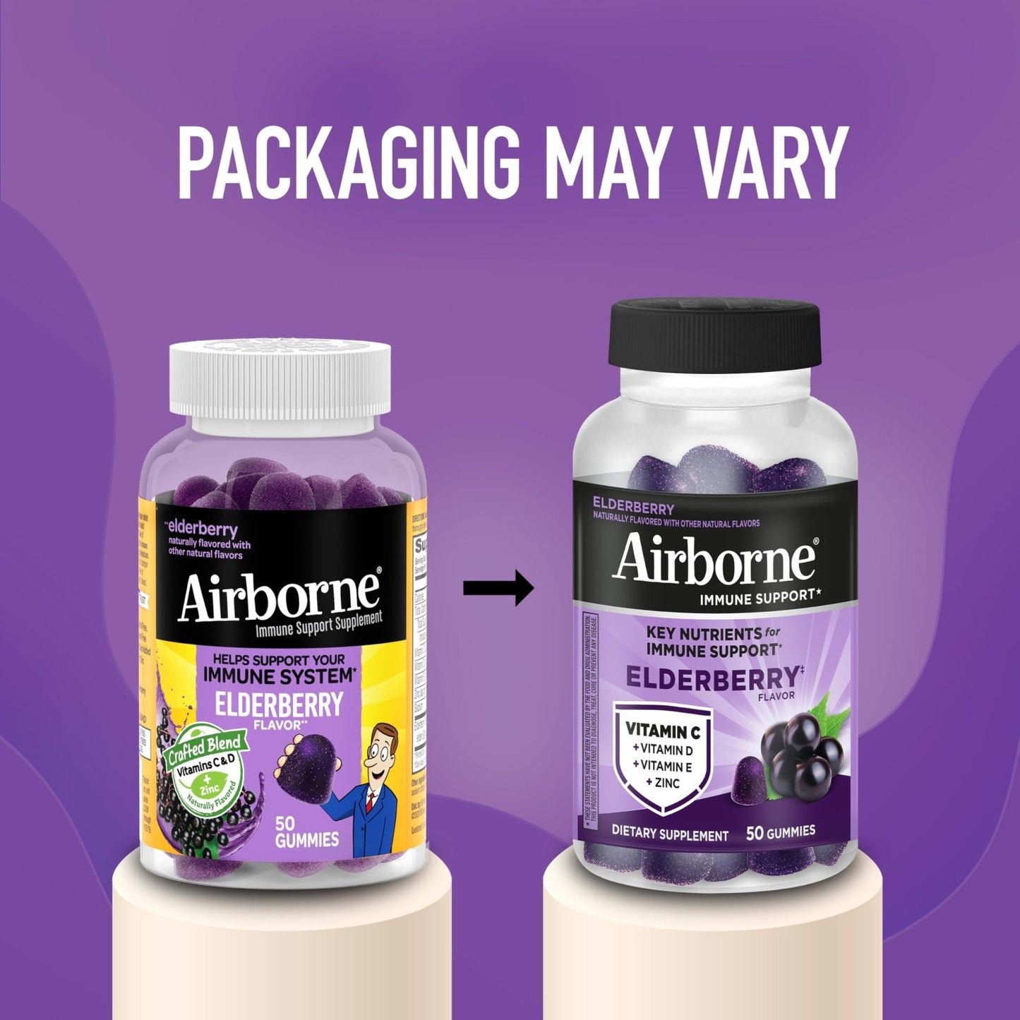 Airborne Elderberry + Zinc & Vitamin C Gummies For Adults, Immune Support Vitamin D & Zinc Gummies With Powerful Antioxidant Vitamins C D & E - Maple Wellness Supplements