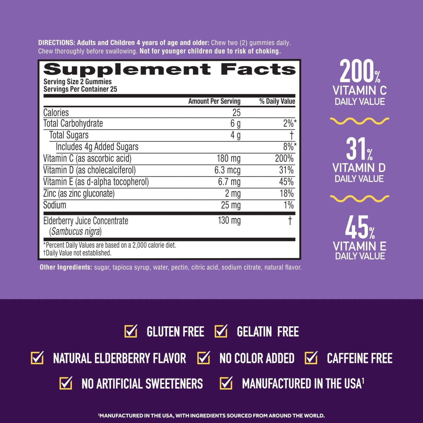 Airborne Elderberry + Zinc & Vitamin C Gummies For Adults, Immune Support Vitamin D & Zinc Gummies With Powerful Antioxidant Vitamins C D & E - Maple Wellness Supplements