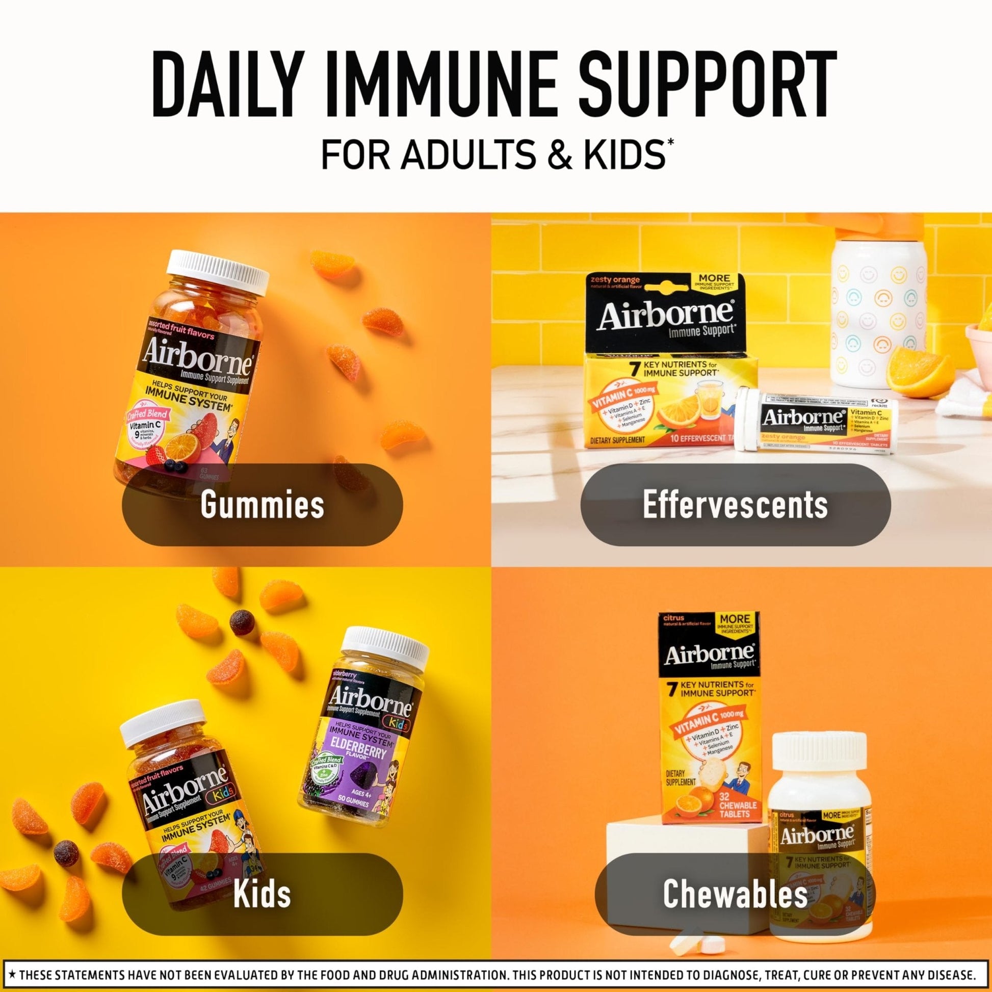 Airborne Vitamin C 1000mg (per Serving) - Citrus Chewable Tablets (116 Count in a Bottle), Gluten-Free Immune Support Supplement, with Vitamins A C E, Zinc, Selenium - Maple Wellness Supplements