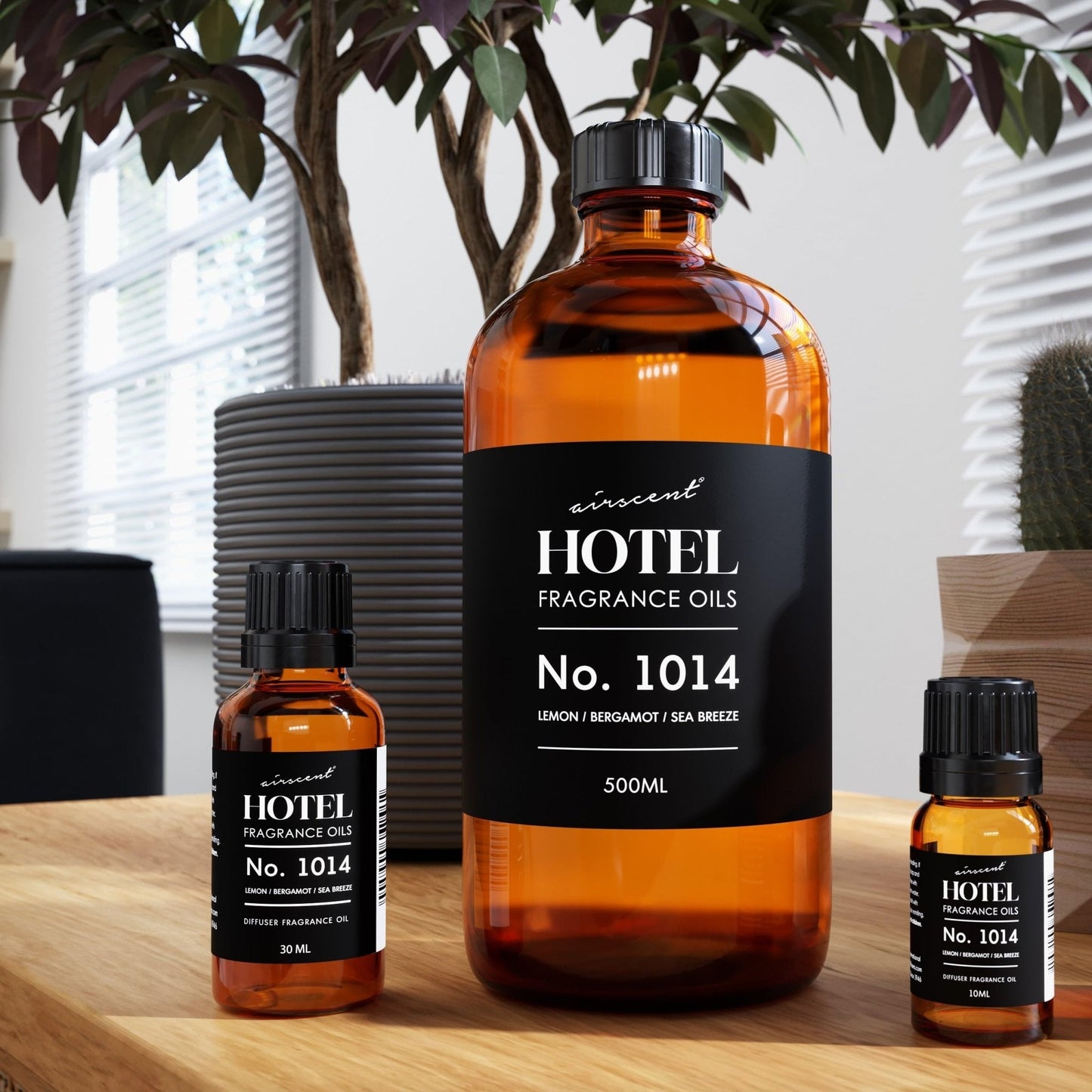 AirScent Hotel Diffuser Oil No. 1014 - The Iconic 5-Star Hotel Coastal Blend - Lemon Bergamot Sea Breeze - Fragrance Oil for Ultrasonic and Waterless Diffusers and Crafting - 500 mL - Maple Wellness Supplements