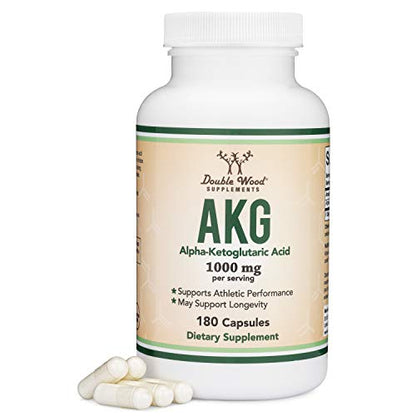 AKG Supplement (Alpha Ketoglutaric Acid) 1,000mg Per Serving (180 Capsules) Different - Maple Wellness Supplements