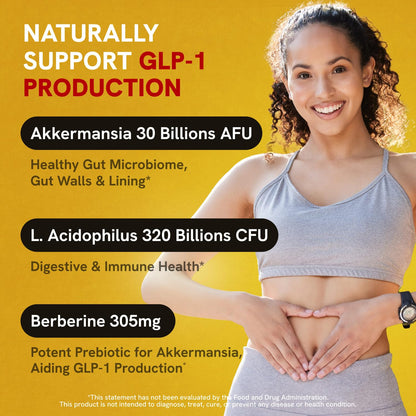 Akkermansia Muciniphila Probiotics 320 Billion CFU| Probiotic and Prebiotic | Akkermansia Probiotics for gut health | Inulin Prebiotic Fiber Capsules Astaxanthin & Berberine & Chromium | 120 capsules - Maple Wellness Supplements