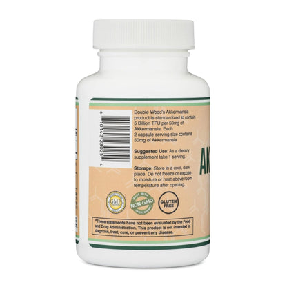 Akkermansia Probiotic and Postbiotic (Increases GLP-1 Production) 120 Capsules, 50mg per Serving (Third Party Tested to 5 Billion TFU per Serving, 50 Billion CFU per Gram) by Double Wood - Maple Wellness Supplements