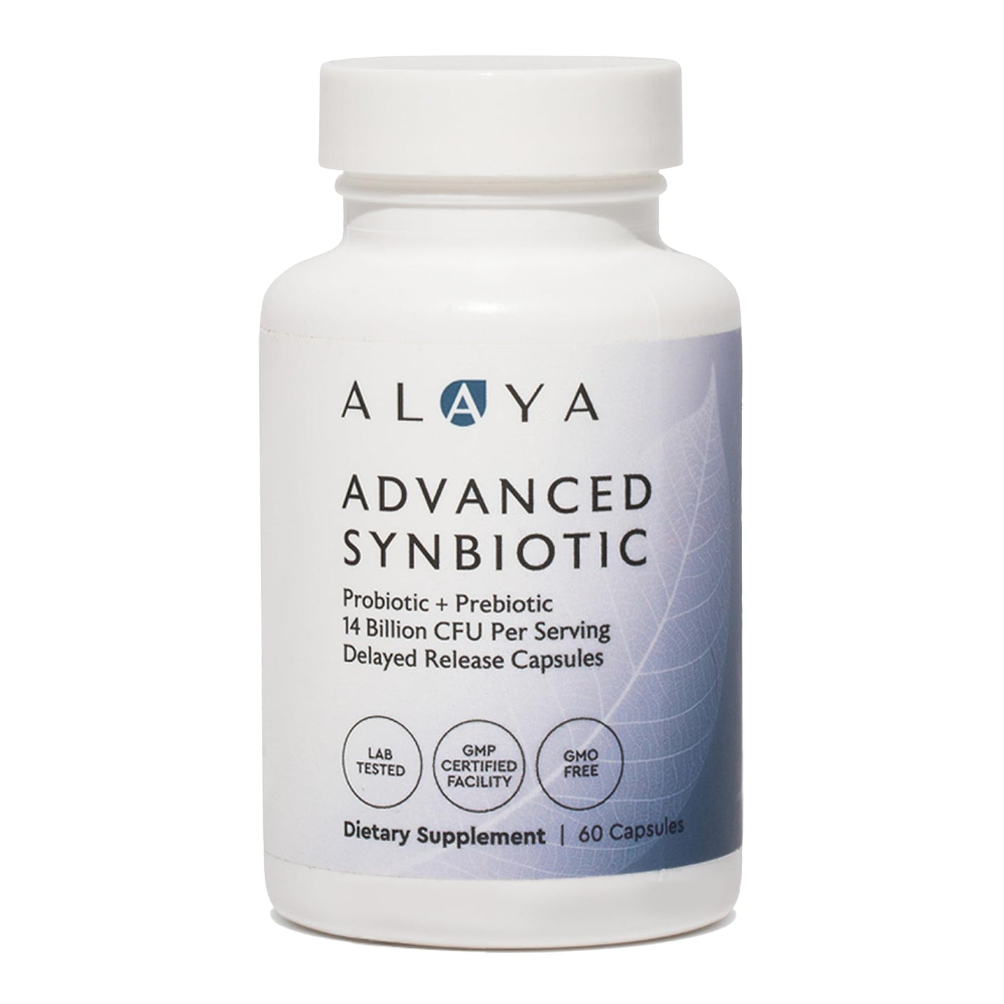 Alaya Naturals Advanced Synbiotic - Probiotic + Prebiotic - 14 Billion CFU Delayed Release Probiotic Supplement with Prebiotics from Sunfiber®, and L-glutamine for Gut Lining Integrity - 60 Capsules - Maple Wellness Supplements