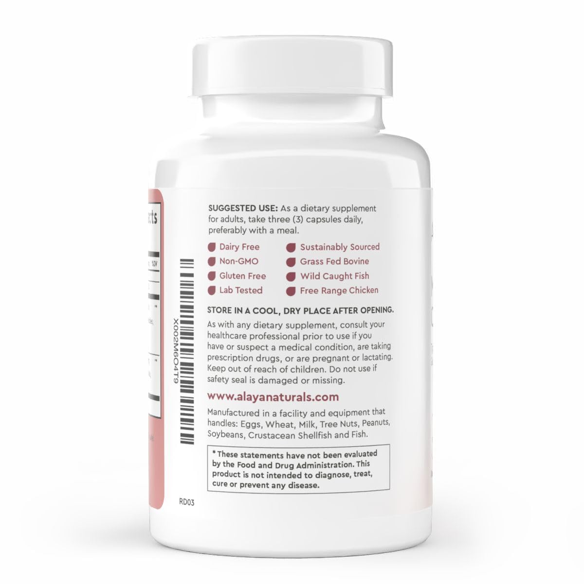 Alaya Naturals Hydrolyzed Multi Collagen Peptides Protein Capsules - Type I, II, III, V, X Grass-Fed Bovine, Chicken, Marine Collagen Supplement with MSM - Maple Wellness Supplements
