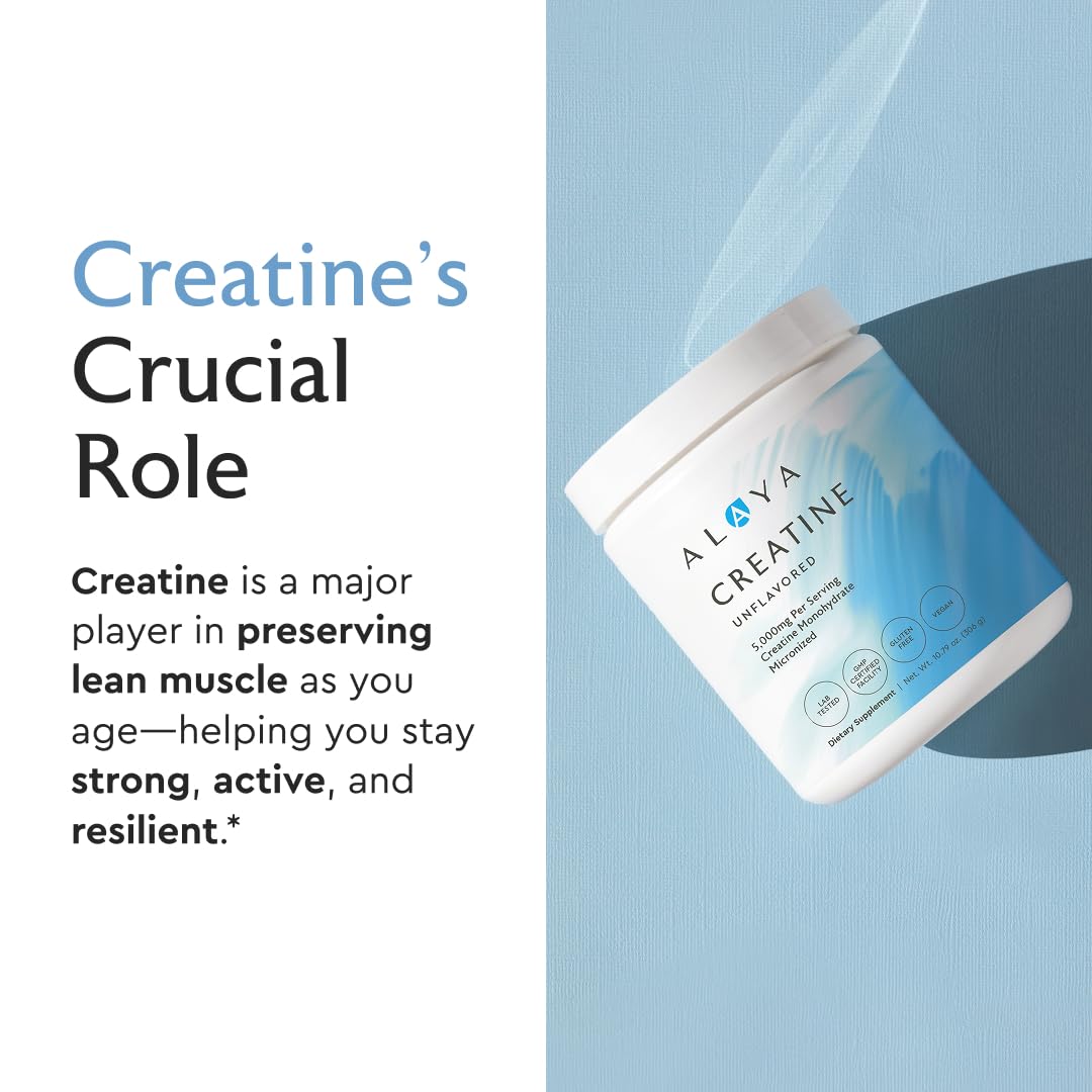 Alaya Naturals Micronized Creatine Monohydrate Powder – Pure Performance Fuel for Strength, Mental Focus, Vegan, Non-GMO, Easily Mixable & Flavorless - 5 g - Maple Wellness Supplements