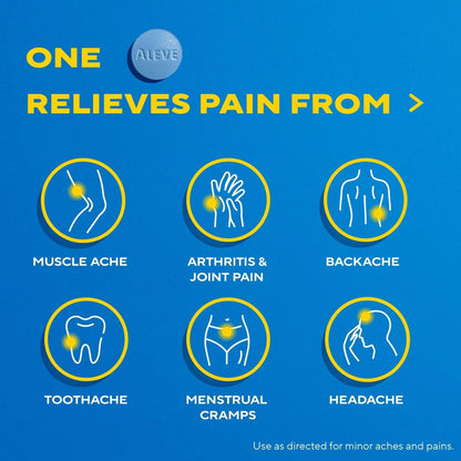 Aleve Back & Muscle Pain Relief Naproxen Sodium Tablets, Pain Reliever & Fever Reducer, Medicine for Body , 250 Count - Maple Wellness Supplements