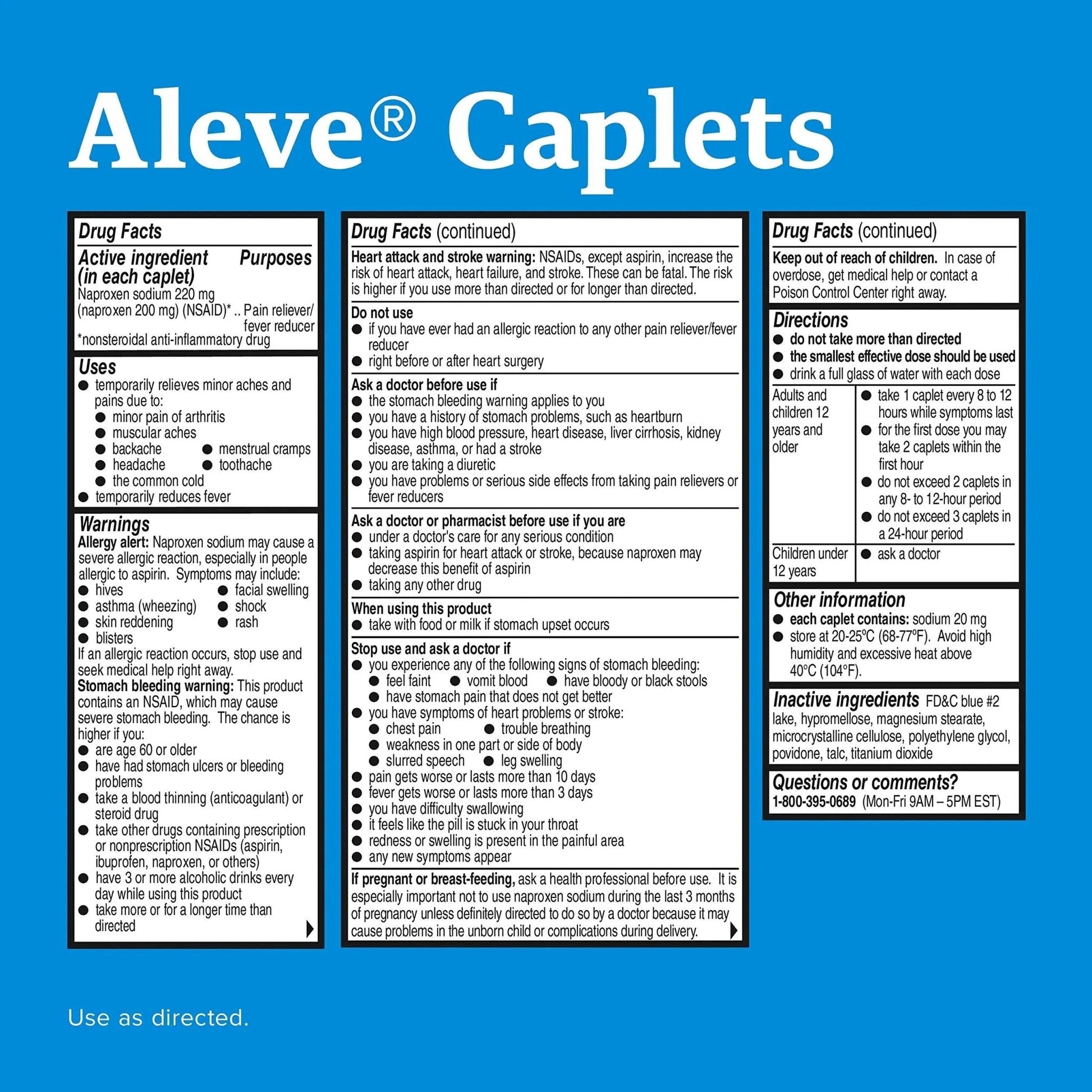 Aleve Caplets, Naproxen Sodium 220 mg (NSAID), Pain Reliever/Fever Reducer, 1 Orthopedic Surgeon Recommended, 270 Count - Maple Wellness Supplements