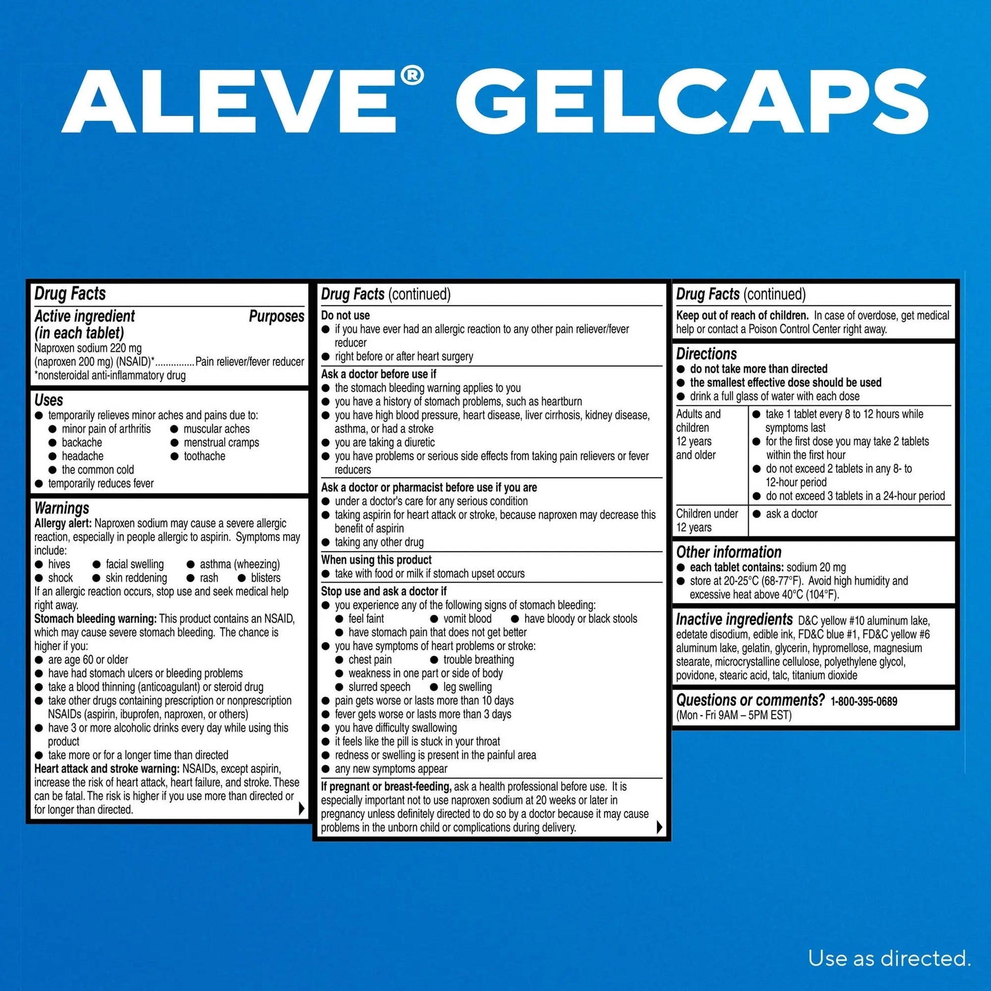 Aleve Gelcaps with Easy Open Arthritis Cap, Naproxen Sodium, Medication for Arthritis Pain, 160 Count - Maple Wellness Supplements