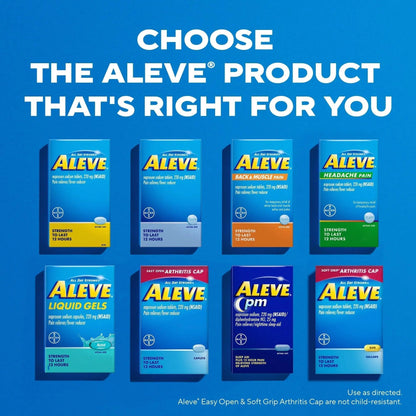 Aleve Gelcaps with Easy Open Arthritis Cap, Naproxen Sodium, Medication for Arthritis Pain, 160 Count - Maple Wellness Supplements