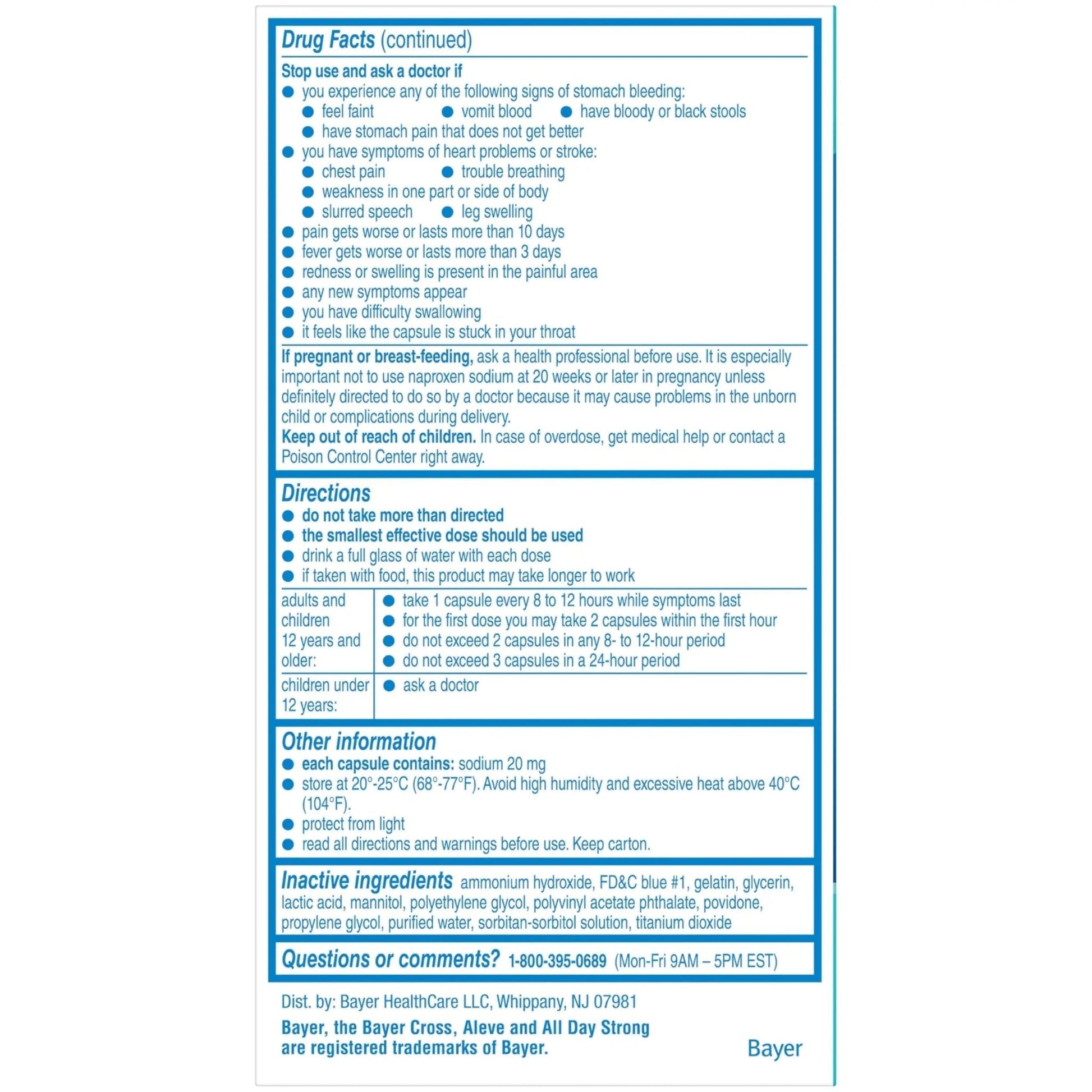 Aleve Liquid Capsules, Naproxen Sodium Capsules 220 mg (NSAID), Pain Reliever/Fever Reducer, Fast Pain Relief, 120 Count - Maple Wellness Supplements