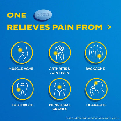 Aleve Pain Reliever & Fever Reducer Naproxen Sodium Caplets, Body and Arthritis Pain Reliever, Medicine for Adults and Children Ages 12 and Up, 60 Individual Pouches - Maple Wellness Supplements