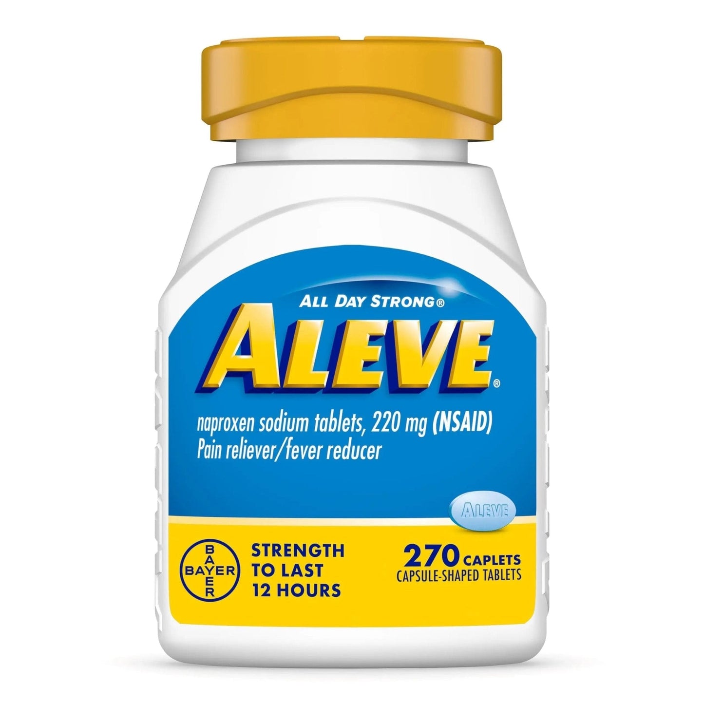 Aleve Pain Reliever & Fever Reducer Naproxen Sodium Caplets, Body Pain Relief, 270 Count - Maple Wellness Supplements
