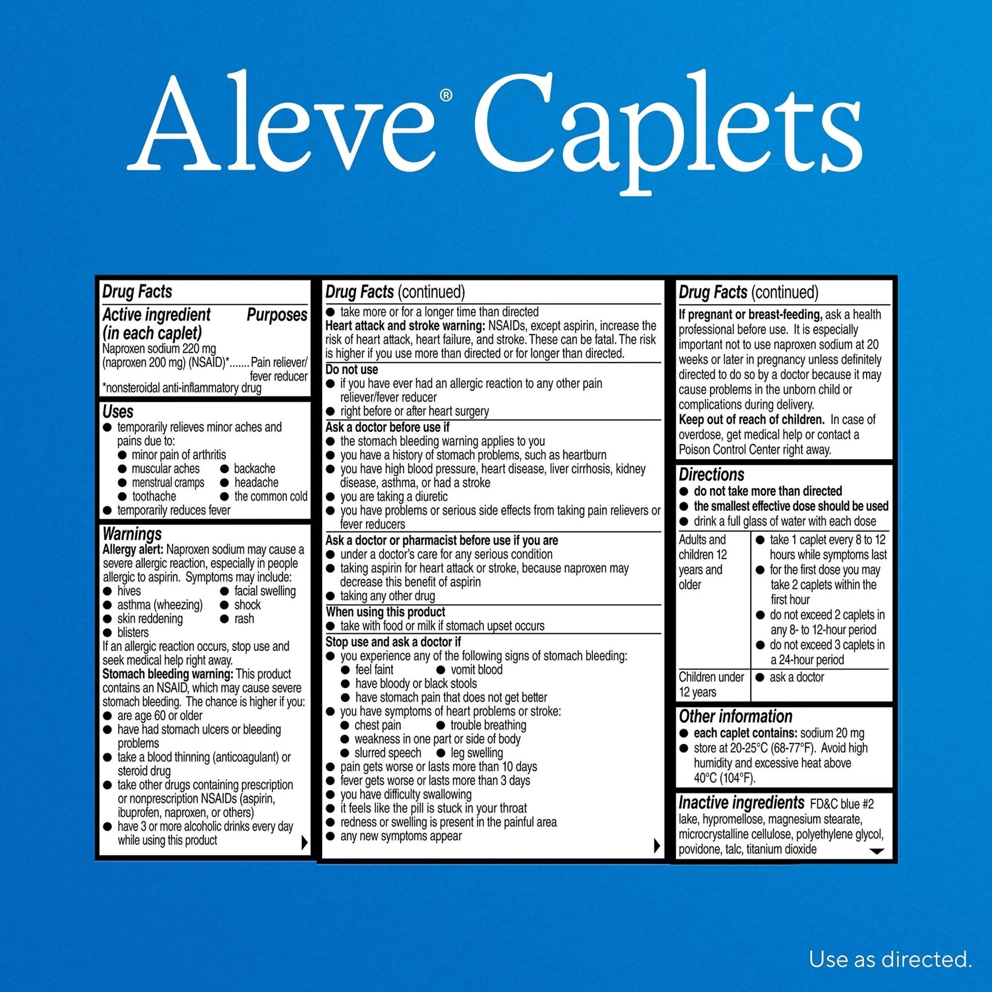Aleve Pain Reliever & Fever Reducer Naproxen Sodium Caplets, Body Pain Relief, 270 Count - Maple Wellness Supplements
