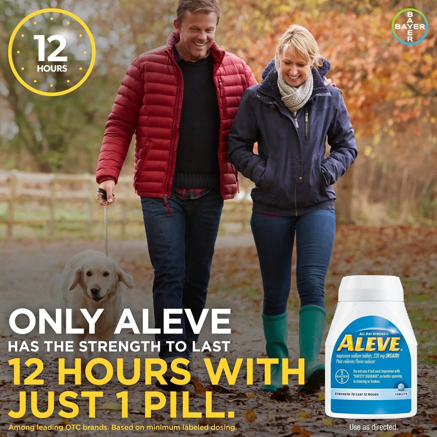 Aleve Tablets with Naproxen Sodium, 220mg (NSAID) Pain Reliever/Fever Reducer, 24 Count, Blue - Maple Wellness Supplements