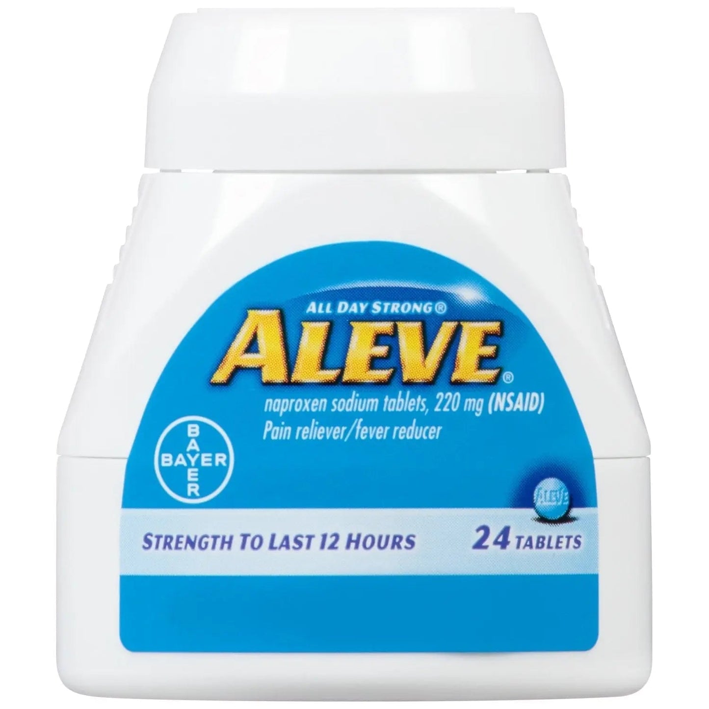 Aleve Tablets with Naproxen Sodium, 220mg (NSAID) Pain Reliever/Fever Reducer, 24 Count, Blue - Maple Wellness Supplements