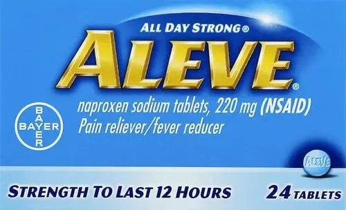 Aleve Tablets with Naproxen Sodium, 220mg (NSAID) Pain Reliever/Fever Reducer, 24 Count, Blue - Maple Wellness Supplements