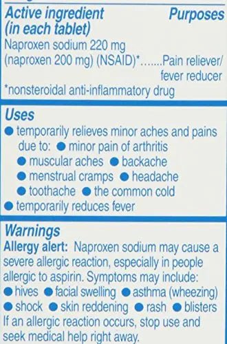 Aleve Tablets with Naproxen Sodium, 220mg (NSAID) Pain Reliever/Fever Reducer, 24 Count, Blue - Maple Wellness Supplements