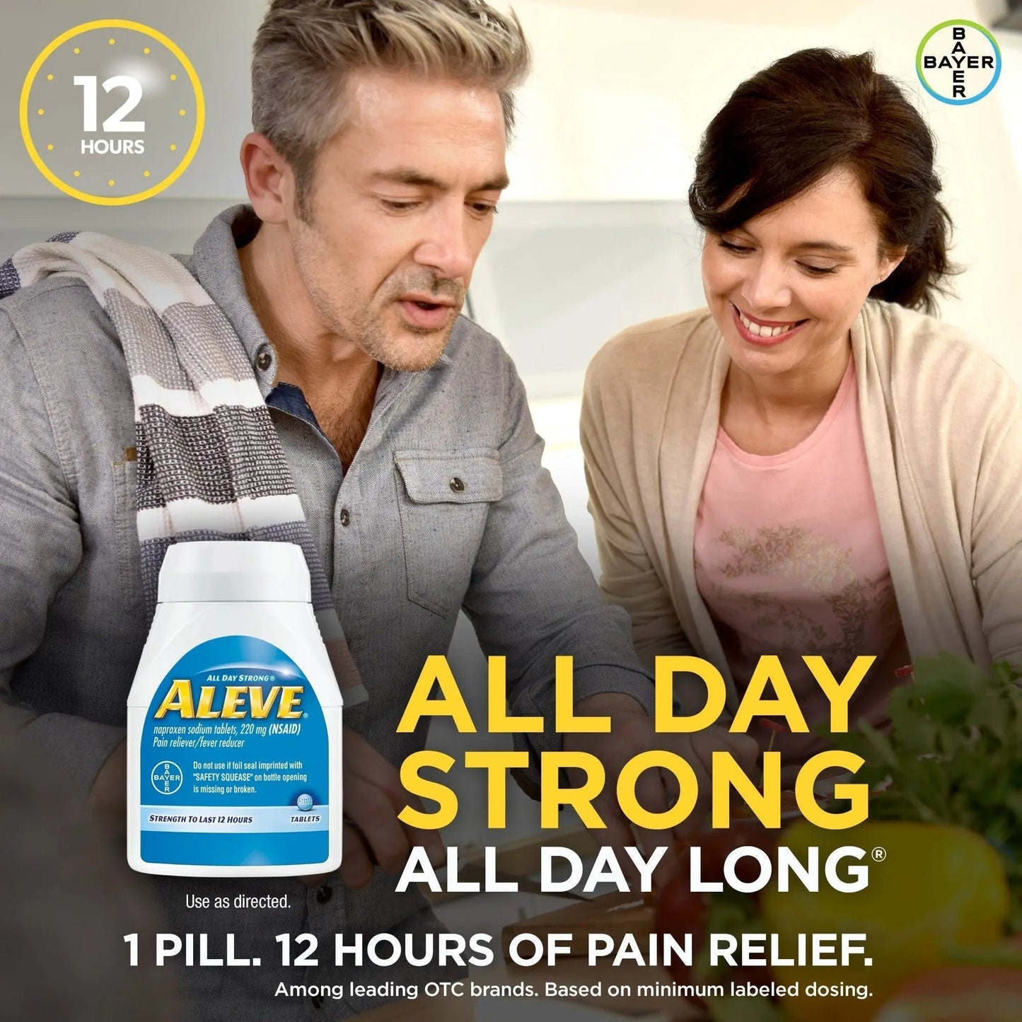 Aleve Tablets with Naproxen Sodium, 220mg (NSAID) Pain Reliever/Fever Reducer, 24 Count, Blue - Maple Wellness Supplements