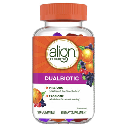 Align Dualbiotic, Prebiotics and Probiotics for Women and Men, Probiotics for Digestive Health, Prebiotics Help Nourish Good Bacteria, Natural Fruit Flavors - Maple Wellness Supplements