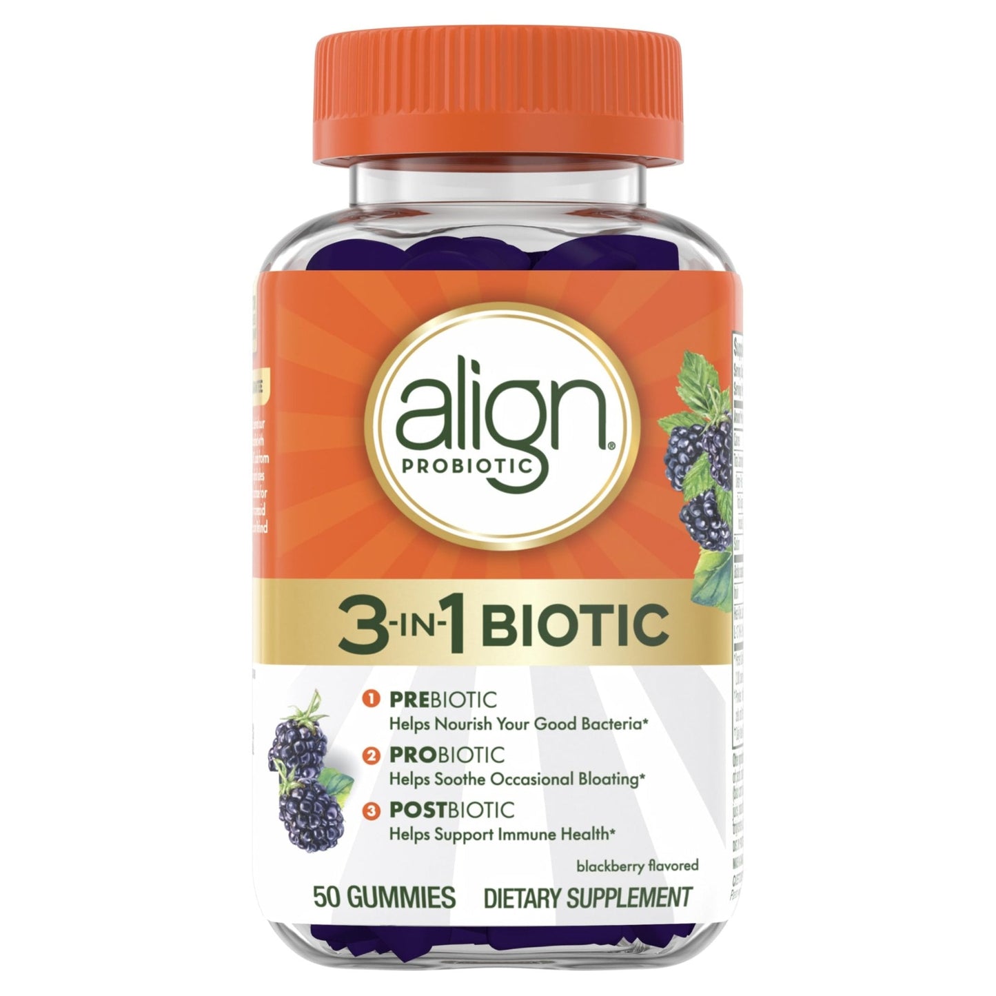 Align Probiotic, 3-in-1 Biotic Gummies, Prebiotic + Probiotic + Postbiotic, 1 Doctor Recommended Probiotic Brand‡, Helps Relieve Occasional Bloating - Maple Wellness Supplements