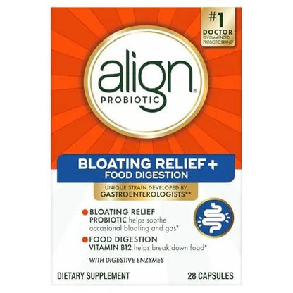 Align Probiotic Bloating Relief + Food Digestion, Probiotics for Women and Men, 1 Doctor Recommended Brand‡, Promotes Digestive Health and Helps Support the Metabolism of Food*, 28 Capsules - Maple Wellness Supplements