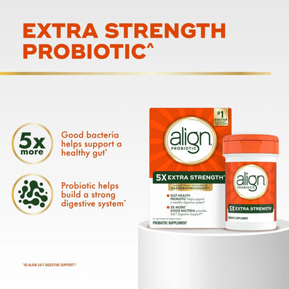 Align Probiotic, Extra Strength, Probiotics for Women and Men, Probiotics for Men, Probiotic Capsules have 5X CFUs, 42 Capsules - Maple Wellness Supplements