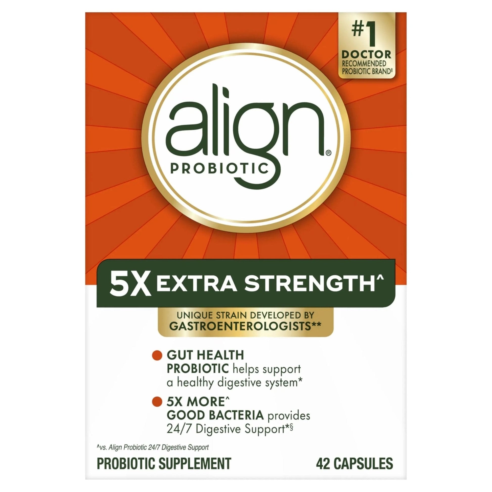 Align Probiotic, Extra Strength, Probiotics for Women and Men, Probiotics for Men, Probiotic Capsules have 5X CFUs, 42 Capsules - Maple Wellness Supplements